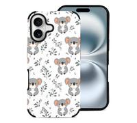 Novastar Compatibile con iPhone 16 custodia estetica sottile da 6,1 pollici - Custodia in pelle in microfibra con stampa floreale koala compatibile con iPhone 16 Custodia per telefono per donne e