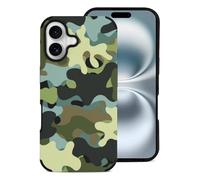 Novastar Compatibile con iPhone 16 Custodia estetica sottile da 6,1 pollici - Custodia in pelle in microfibra nera verde con stampa mimetica compatibile con iPhone 16 Custodia per telefono per donne e