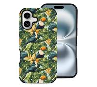 Novastar Compatibile con iPhone 16 Custodia estetica sottile da 6,1 pollici - Custodia in pelle microfibra con stampa tucano tropicale compatibile con iPhone 16 Custodia per telefono per donne e