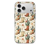 Novastar Compatibile con iPhone 17 Pro Max Custodia sottile sottile da 6,9 '' - TPU Cactus Cowboy Boots A Print Pattern Cover compatibile con iPhone 17 Pro Max Custodia protettiva robusta, antigraffio