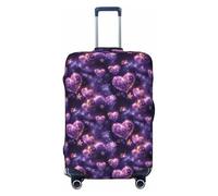Novastar Copertura protettiva per bagagli, morbida copertura per valigie con stampa di cuori viola e fiocchi di neve, adatta per valigie da 56-61 cm