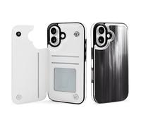 Novastar Custodia a portafoglio compatibile con iPhone 16 - Custodia in pelle monocromatica con linee astratte compatibile con iPhone 16, compatibile con iPhone 16 custodia con porta carte per donne e