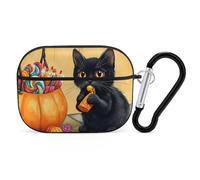 Novastar Custodia compatibile con AirPods Pro di seconda generazione, custodia carina compatibile con AirPods Pro, custodia per Halloween con gatto nero caramella compatibile con custodia AirPods Pro