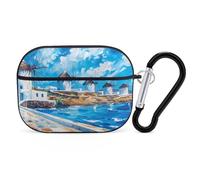 Novastar Custodia compatibile con Airpods Pro di seconda generazione, custodia carina compatibile con Airpods Pro, custodia con pittura con mulini a vento delle isole greche, compatibile con custodia