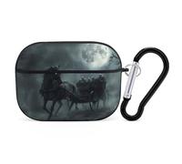 Novastar Custodia compatibile con AirPods Pro di seconda generazione, custodia carina compatibile con AirPods Pro, custodia per AirPods Pro, custodia per Halloween fantasma carrozza luna notte