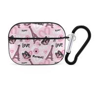 Novastar Custodia compatibile con AirPods Pro di seconda generazione, custodia carina compatibile con AirPods Pro, custodia rosa con torre farfalla compatibile con custodia AirPods Pro 2