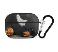 Novastar Custodia compatibile con AirPods Pro di seconda generazione, custodia carina compatibile con AirPods Pro, fantasmi di Halloween e gatto nero, compatibile con custodia AirPods Pro 2