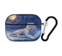 Novastar Custodia compatibile con AirPods Pro di seconda generazione, custodia carina compatibile con AirPods Pro, tigre bianca sotto la luna piena compatibile con custodia AirPods Pro 2