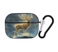 Novastar Custodia compatibile con Airpods Pro di seconda generazione, custodia carina compatibile con AirPods Pro, custodia con cervo chiaro dorato con neve e montagna compatibile con custodia AirPods