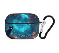 Novastar Custodia compatibile con Airpods Pro di seconda generazione, custodia carina compatibile con AirPods Pro, custodia per AirPods Pro, custodia con gatto nero con zucca della foresta di