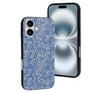 Novastar Custodia compatibile con iPhone 16, custodia in silicone morbido con numeri matematici blu alla moda, compatibile con iPhone 16, per donne e uomini