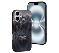 Novastar Custodia compatibile con iPhone 16 - Custodia in silicone morbido e alla moda Majestic Black Yak, compatibile con iPhone 16, per donne e uomini