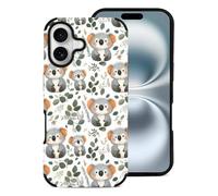 Novastar Custodia compatibile con iPhone 16 estetica sottile da 6,1 pollici, in pelle di microfibra, con stampa di foglie di koala, compatibile con iPhone 16, per donne e uomini, antigraffio