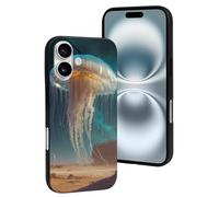 Novastar Custodia compatibile con iPhone 16 - Graziosa custodia alla moda con meduse giganti nel deserto, in morbido silicone, compatibile con iPhone 16, per donne e uomini, colore nero