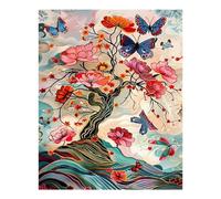Novastar Diamond Art Kit per adulti - Dipinto con farfalle e fiori 5D senza cornice, kit di pittura Dimond per adulti principianti, kit di diamanti rotondi per decorazione da parete per la casa