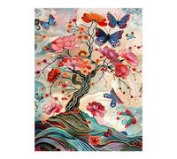 Novastar Diamond Art Kit per adulti - Dipinto con farfalle e fiori 5D senza cornice, kit di pittura Dimond per adulti principianti, kit di diamanti rotondi per decorazione da parete per la casa
