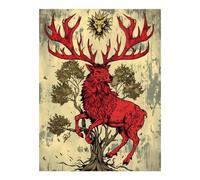 Novastar Diamond Art Kit per adulti, mitica illustrazione con cervo rosso, 5D, senza cornice, kit per pittura Dimond, per adulti principianti, kit di diamanti rotondi per decorazione da parete di casa