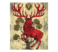Novastar Diamond Art Kit per adulti, mitica illustrazione con cervo rosso, 5D, senza cornice, kit per pittura Dimond, per adulti principianti, kit di diamanti rotondi per decorazione da parete di casa