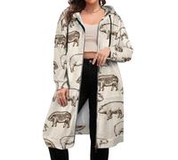 Novastar Felpa con cappuccio da donna disegnata a mano con maiale dei cartoni animati con zip a maniche lunghe - abbigliamento casual con tasche, Stile-28, S