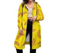 Novastar Felpa con cappuccio da donna gialla con stampa hot dog cartoni animati felpe a maniche lunghe giacche - abbigliamento casual con tasche, Stile 16, Large