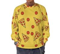 Novastar Felpa da uomo, girocollo con cappuccio, carina pizza rossa cibo a maniche lunghe pullover casual maglioni top, Stile-8, XXL