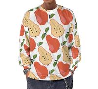 Novastar Felpa da uomo, girocollo, con cappuccio, con foglie rosse e verdi a pera, a maniche lunghe, casual, maglioni top, Stile-43, L