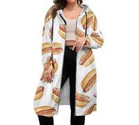 Novastar Felpe con cappuccio da donna bianche con stampa hot dog cartoni animati felpe a maniche lunghe giacche - abbigliamento casual con tasche, Modello 10, XX-Large