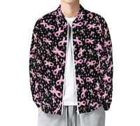 Novastar Giacca leggera da uomo - Breast Cancer Awareness-E Zip Up Bomber Jacket, giacca a vento casual da uomo, Stile-3, S