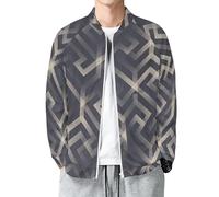 Novastar Giacca leggera da uomo, con motivo geometrico labirinto, bomber con cerniera, giacca a vento casual da uomo, Stile-17, XL