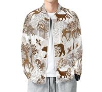 Novastar Giacca leggera da uomo - Giacca bomber da uomo con cerniera, motivo: cervo, orso, volpe, gufo, coniglio, uccello, albero, giacca a vento casual da uomo, Stile 16, Medium