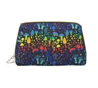 Novastar Grande borsa da viaggio per il trucco, con funghi magici e fiori, in pelle PVC, da donna, con cerniera, portatile, per la cura della pelle, da donna