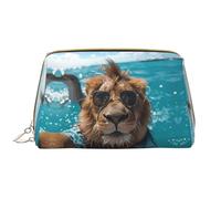 Novastar Grande borsa da viaggio per il trucco, con leone hawaiano che nuota in PVC, borsa per cosmetici da donna con cerniera, borsa portatile per trucchi e articoli da toeletta da donna