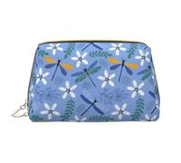 Novastar Grande borsa da viaggio per il trucco, con stampa di libellule e piante, in pelle di PVC, con cerniera, portatile, per trucchi e articoli da toeletta da donna