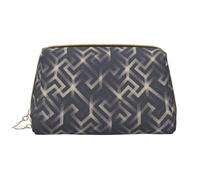 Novastar Grande borsa da viaggio per il trucco, motivo geometrico labirinto, in pelle PVC, borsa per cosmetici da donna con cerniera, borsa portatile per trucchi e articoli da toeletta da donna