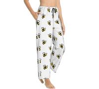 Novastar Honey Bee - Pantaloni da pigiama da donna casual per dormire e rilassarsi, con tasche, nero/bianco, X-Large