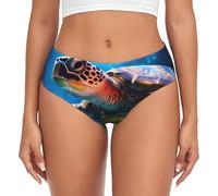 Novastar Intimo da donna - blu ghiacciaio oceano tartaruga marina invisibile, mutandine estensibili da donna, nero/bianco, L