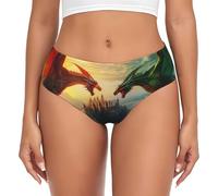 Novastar Intimo da donna - Castello rosso verde cielo drago invisibile senza cuciture elasticizzato, nero/bianco, XXL