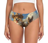 Novastar Intimo da donna - Ferme Corgi Berger Allemand No Show - Mutandine elastiche senza cuciture da donna, Nero , XS