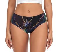 Novastar Intimo da donna - Rainbow Wings Majestic Dragon No Show - Mutandine elastiche senza cuciture da donna, nero/bianco, XXXL
