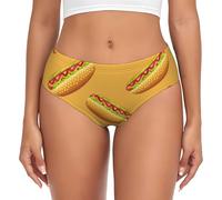 Novastar Intimo da donna - Stampa Hot Dog Giallo No Show Mutandine elastiche da donna mutandine bikini intimo slip, Nero , 4XL