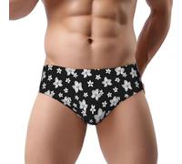 Novastar Intimo da uomo - Orchidea Plumeria fiore traspirante elasticizzato taglio classico biancheria intima bikini slip slip uomo, nero/bianco, XXXL