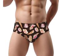 Novastar Intimo da uomo - Stampa conchiglie conche No.9030 - Traspirante ed elasticizzato - Taglio classico - Slip bikini da uomo, Nero , XXXL
