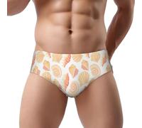 Novastar Intimo da uomo - Stampa conchiglie conche No.9050 - Traspirante ed elasticizzato - Taglio classico - Slip bikini da uomo, Nero , L