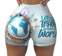Novastar Let's go Travel Around The World Gym Running Yoga Biker Spandex Pantaloncini da donna senza cuciture, nero/bianco, S