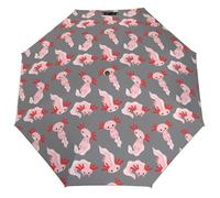 Novastar Ombrello compatto per la pioggia - Cartoon carino Axolotl Pink_C Ombrello da viaggio portatile 3 pieghevole piccolo ombrello per donne uomini con elementi essenziali da viaggio