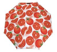Novastar Ombrello compatto per la pioggia, grazioso ombrello da viaggio con cibo a pomodoro, portatile, 3 ombrelli pieghevoli, per donne e uomini, con elementi essenziali da viaggio