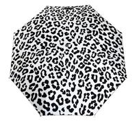 Novastar Ombrello compatto per la pioggia, ombrello da viaggio alla moda con leopardo bianco nero per sole portatile 3 ombrello pieghevole piccolo per donne uomini con elementi essenziali da viaggio