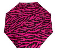 Novastar Ombrello compatto per pioggia - nero, rosso, rosa, stampa zebra vivida, ombrello da viaggio portatile a 3 persiane, piccolo ombrello per uomo e donna con elementi essenziali da viaggio