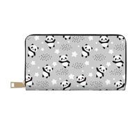 Novastar PandasBetween Clouds and Stars - Portafoglio sottile in pelle per donne e uomini, con cerniera