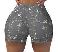 Novastar Pantaloncini da allenamento senza cuciture da donna - Percorsi aerei intorno al mondo - Pantaloncini da donna in elastan, Nero , M